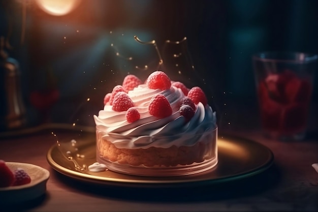 chocolate cake with strawberry Generative AI