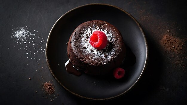 a chocolate cake with a strawberry on top of it