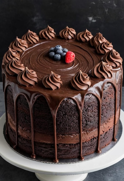 a chocolate cake with a strawberry on the top