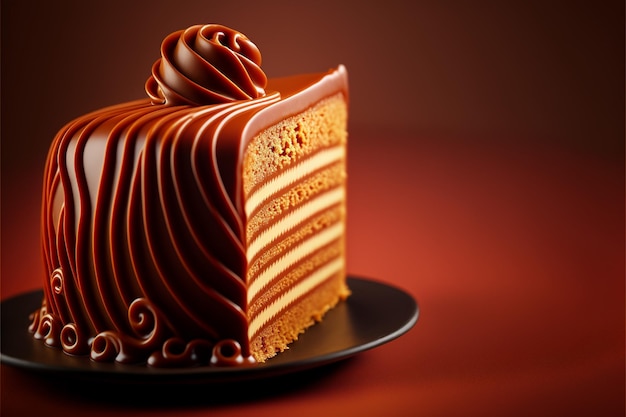 chocolate caramel cake on a plate illustration images