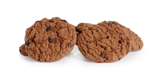 Chocolate chip cookie isolated on white background