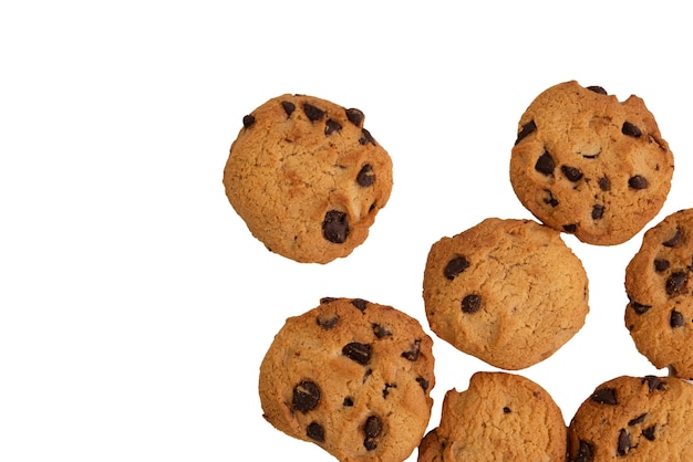 Chocolate chip cookies delicious crop isolated on white background