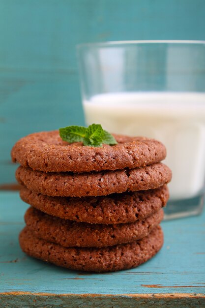 Chocolate chip cookies, fir branch