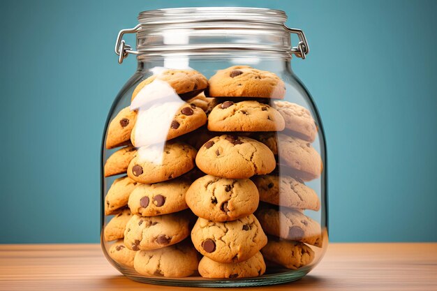 chocolate chip cookies in a glass jar