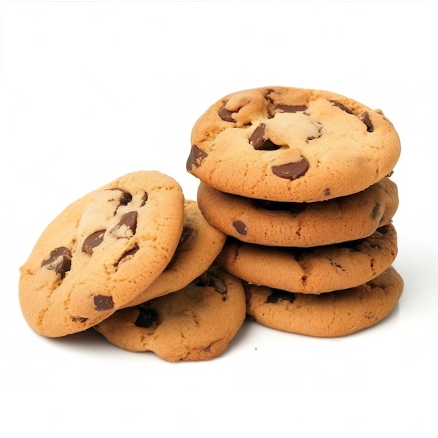 chocolate chip cookies isolated on white background