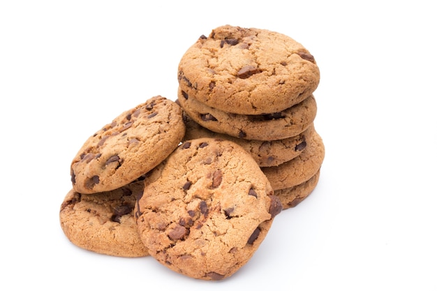 Chocolate chip cookies isolated.