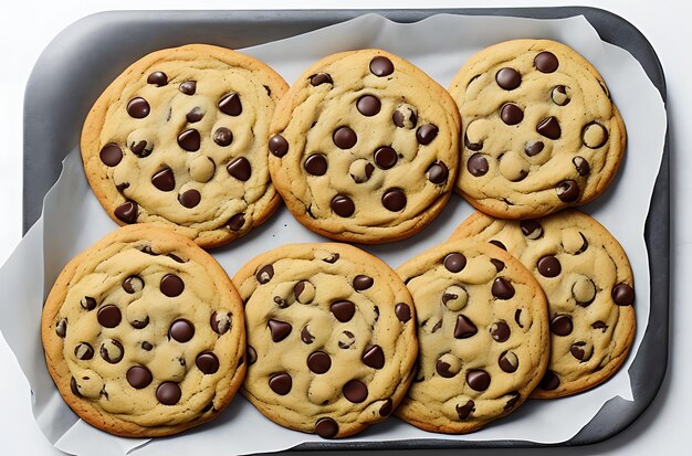 chocolate chip cookies on white backgrou