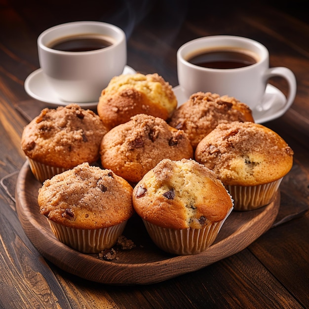 Chocolate chip muffins are lined up in a row on a tray cooling and ready to be served