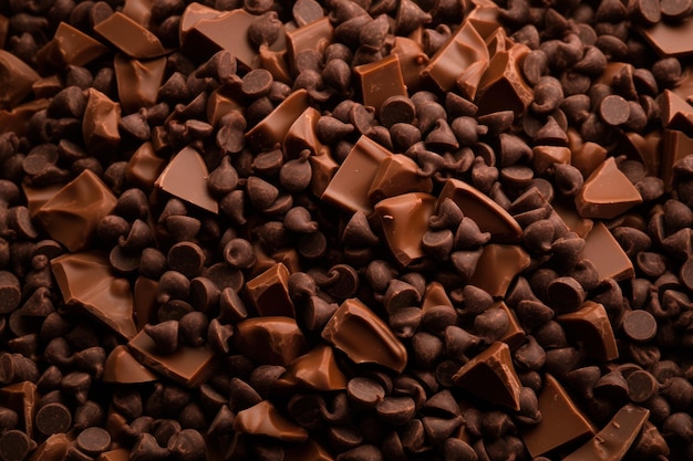 Chocolate chips background sweet food Generate Ai