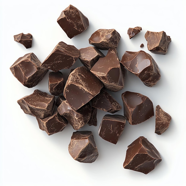 chocolate chunks isolated on a white background