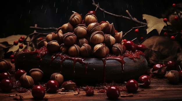 chocolate coated hazelnuts and cherries