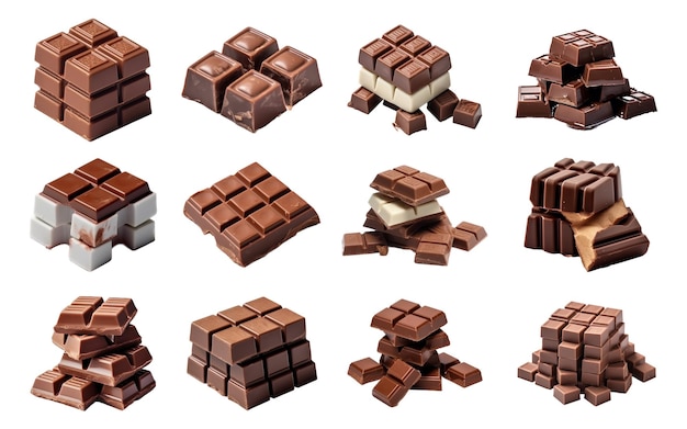 Chocolate collection isolated on white background with AI generated