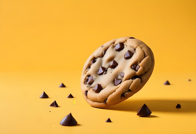 Photo a chocolate cookie with chocolate chips on the bottom and a chocolate chip in the middle