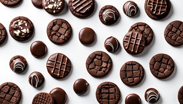 Chocolate cookies isolated on white background full depth of field