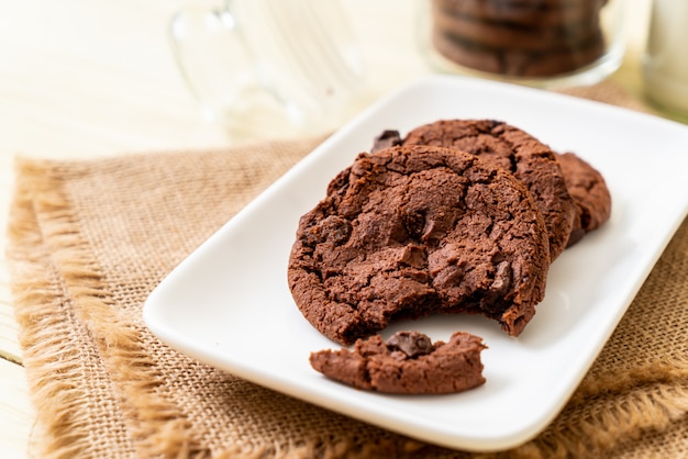 Chocolate cookies with chocolate chips