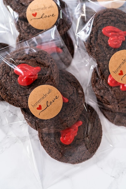 Chocolate Cookies with Chocolate Hearts