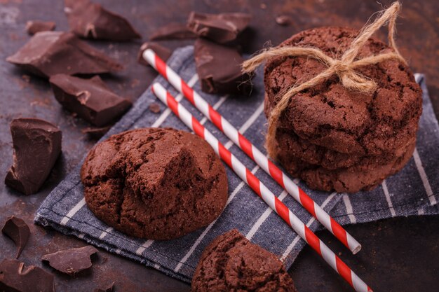 Chocolate cookies with chocolate 