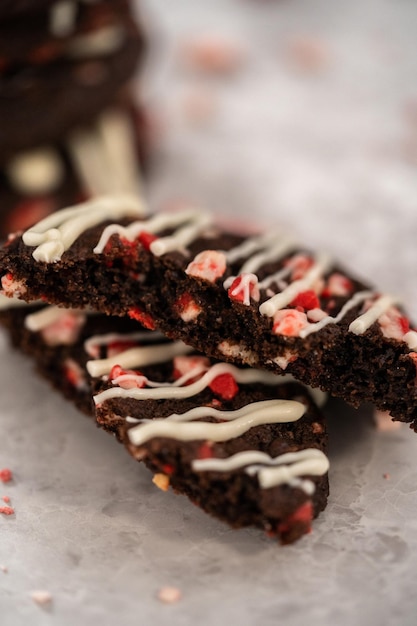 Chocolate cookies with peppermint chips