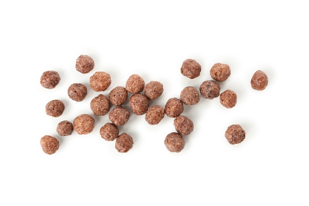 Chocolate corn balls isolated on white background