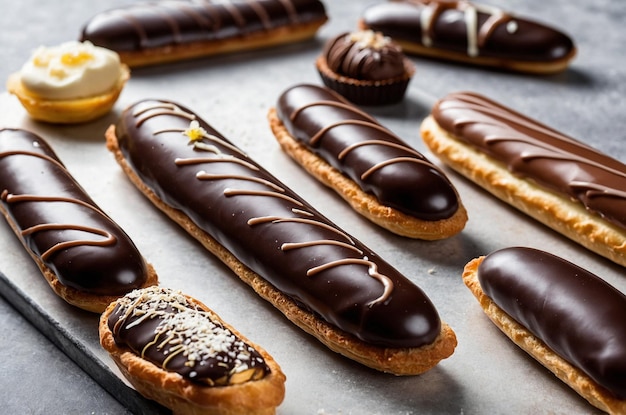 Photo chocolate covered chocolates are on a baking sheet