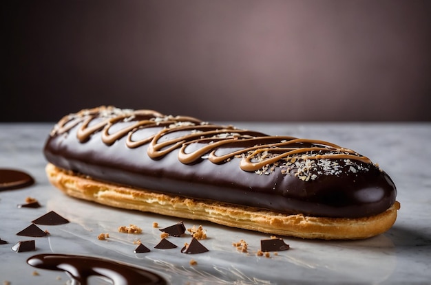 a chocolate covered donut with chocolate frosting and chocolate sprinkles on it