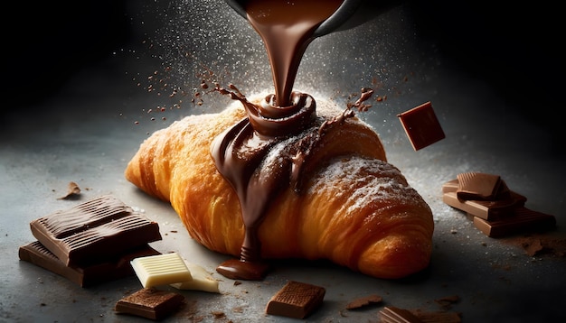 a chocolate covered pastry with chocolate and chocolate on it