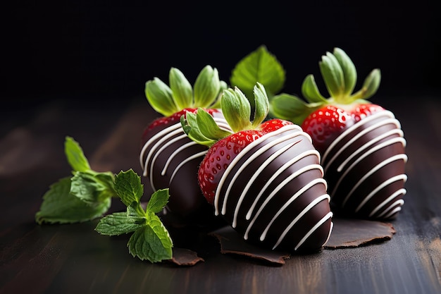 Chocolate Covered Strawberries Aesthetically Beautiful Minimalist Style CloseUp Generative AI