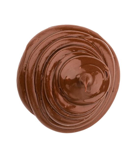 Chocolate cream isolated on white top view