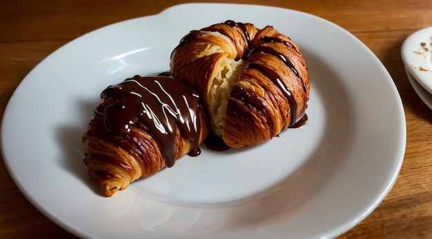 chocolate croissant round pastry with cream