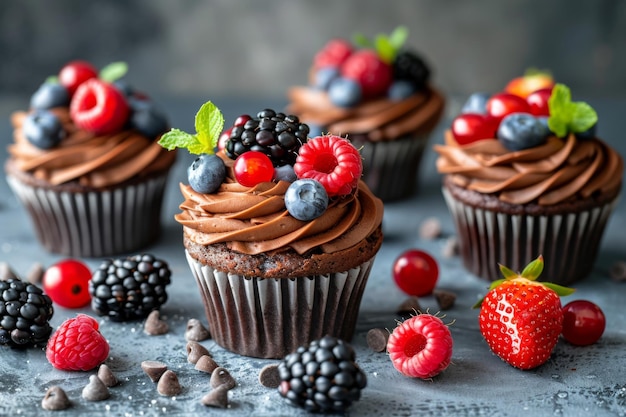 Chocolate Cupcakes with Fresh Berries