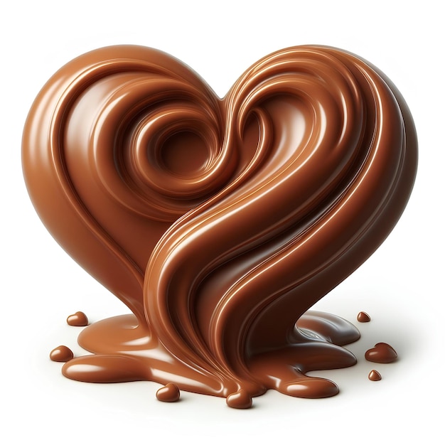 chocolate curl heart shape isolated on white background