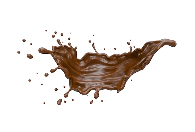 chocolate curve splashes isolate on white background 3d render