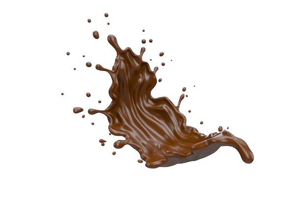 Chocolate curve splashes isolate on white background 3d render