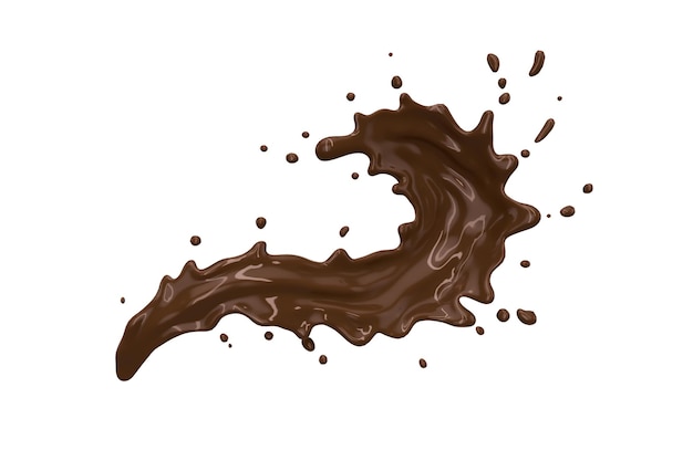 Chocolate curve splashes isolate on white background