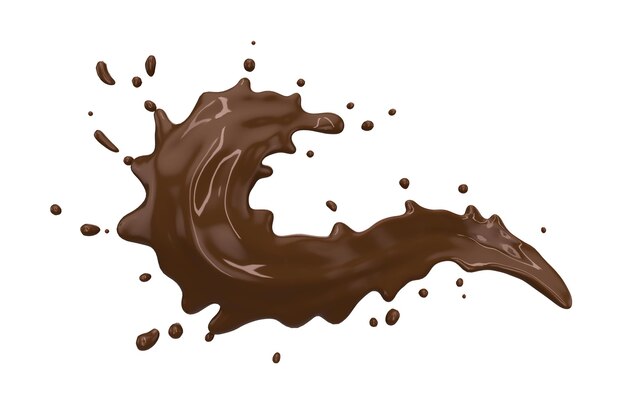 Chocolate curve splashes isolate on white background