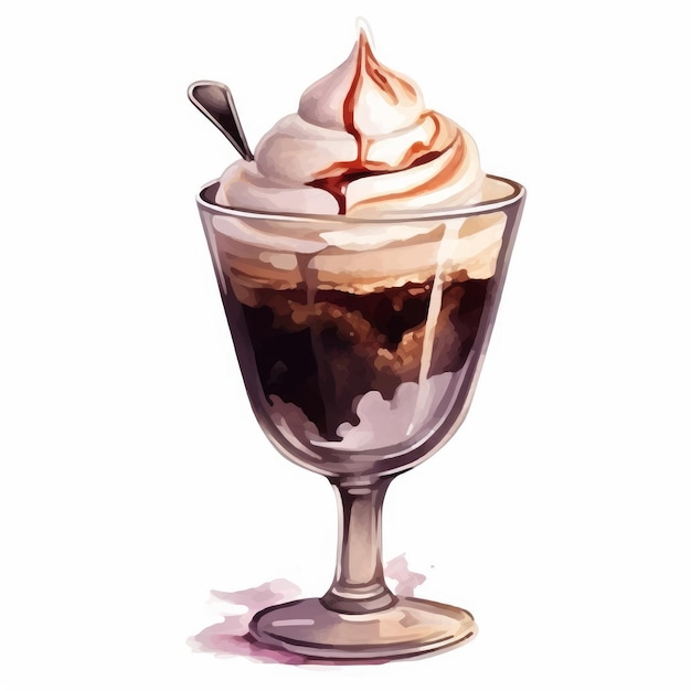 Chocolate dessert in a glass full of frost generative AI