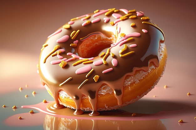 Chocolate donut or doughnut 3d rendering