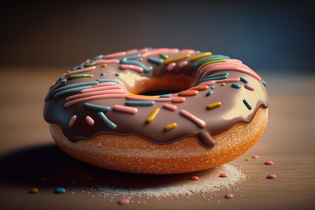 Chocolate donut or doughnut 3d rendering