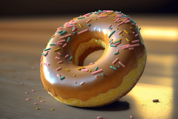 Chocolate donut or doughnut 3d rendering