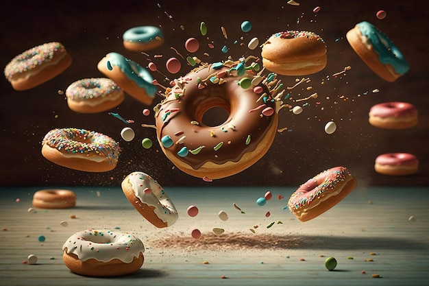 Chocolate donut or doughnut 3d rendering