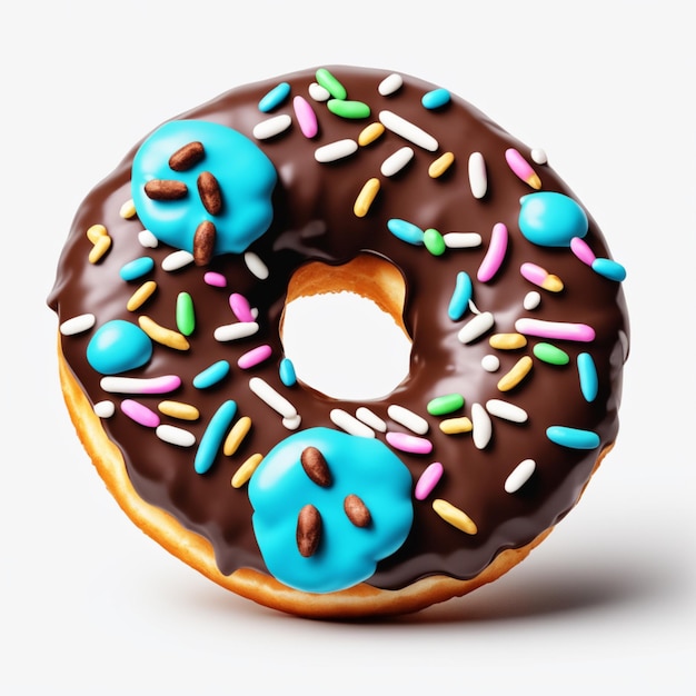 Chocolate donut white background