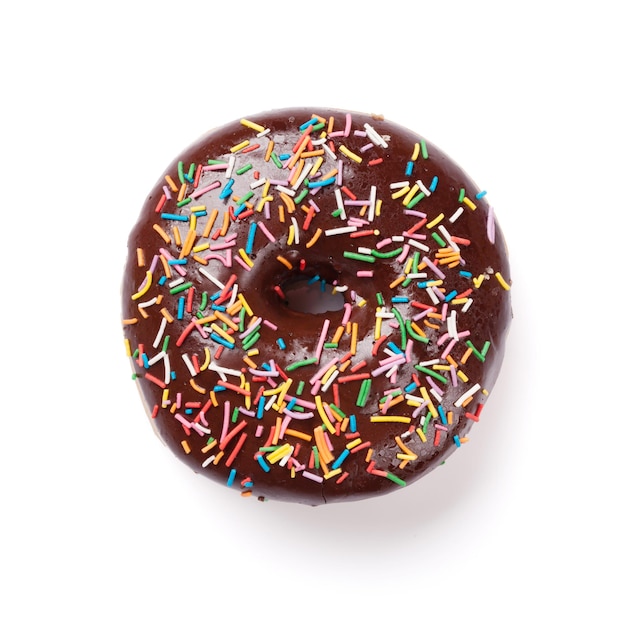 Chocolate donut with colorful decor