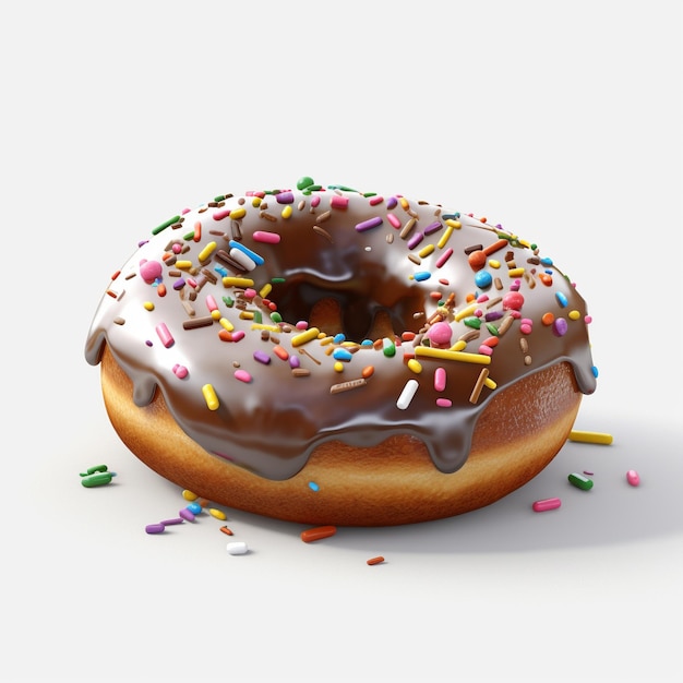 A chocolate donut with sprinkles and sprinkles on it