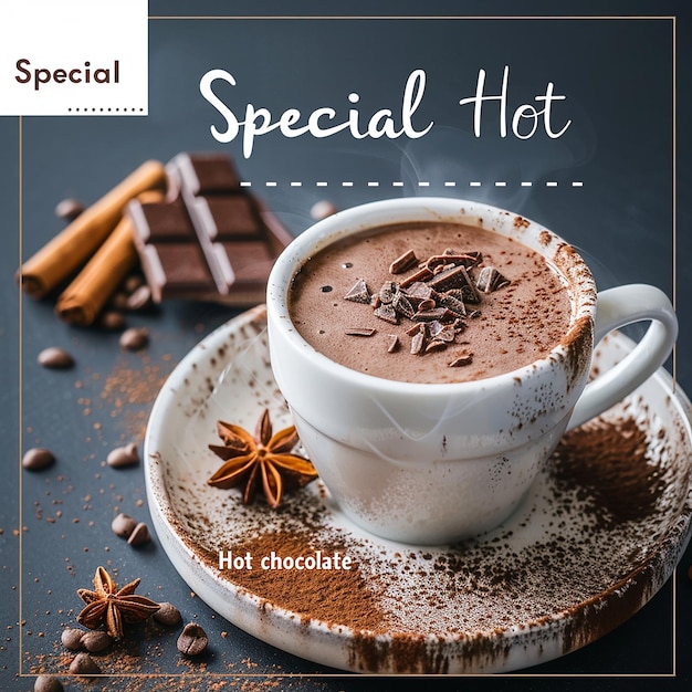 Chocolate Drink menu for social media post template