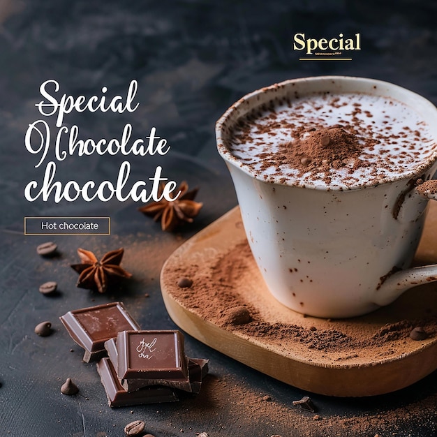 Chocolate Drink menu for social media post template