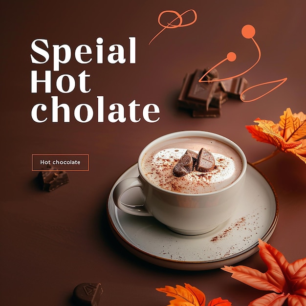 Photo chocolate drink menu for social media post template