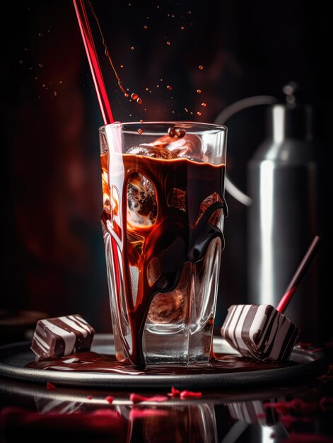 Chocolate drinks in large glass generative ai