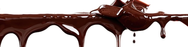 Chocolate Dripping Pouring Melted Cocoa Liquid Splash Blob Border Isolated on White Background