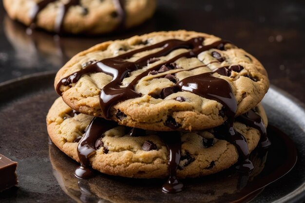 Chocolate Drizzle Over Freshly Baked Cookies