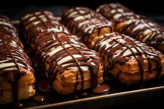 Chocolate Drizzled Pastries yummy delicious pastry food image photography